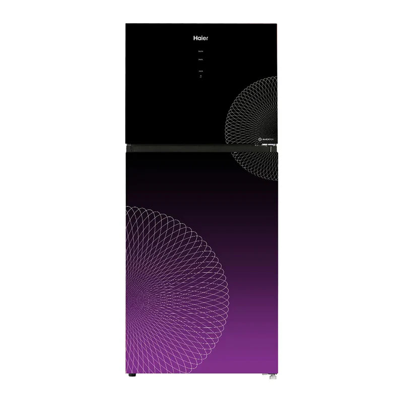 Haier HRF-418 IAPA Digital Inverter Refrigerator – Purple Floral Glass