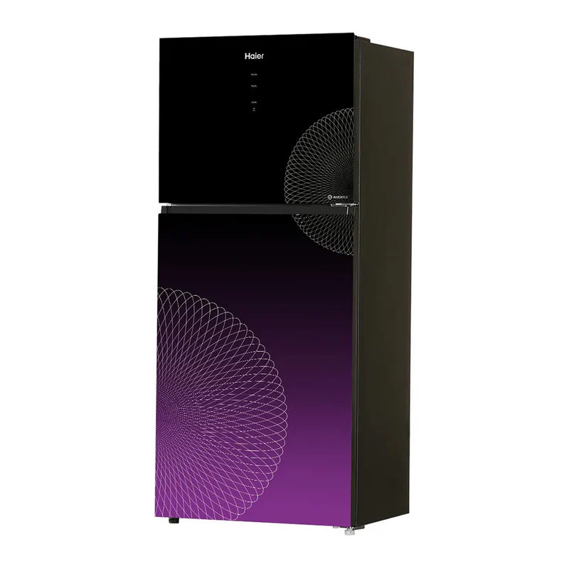 Haier HRF-418 IAPA Digital Inverter Refrigerator – Purple Floral Glass
