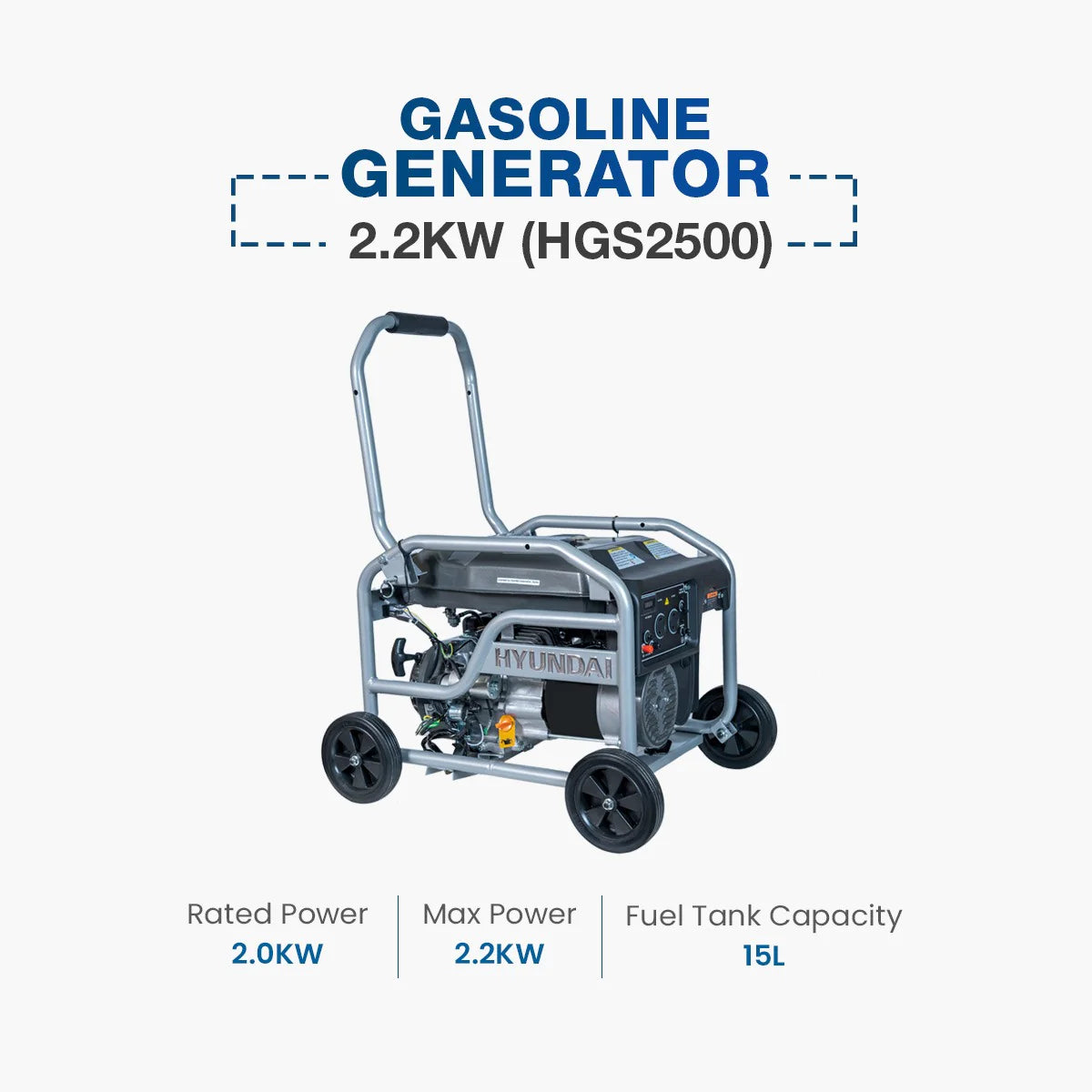 HYUNDAI HGS-2500 2.0KVA Fuel & Gas Generator Grey