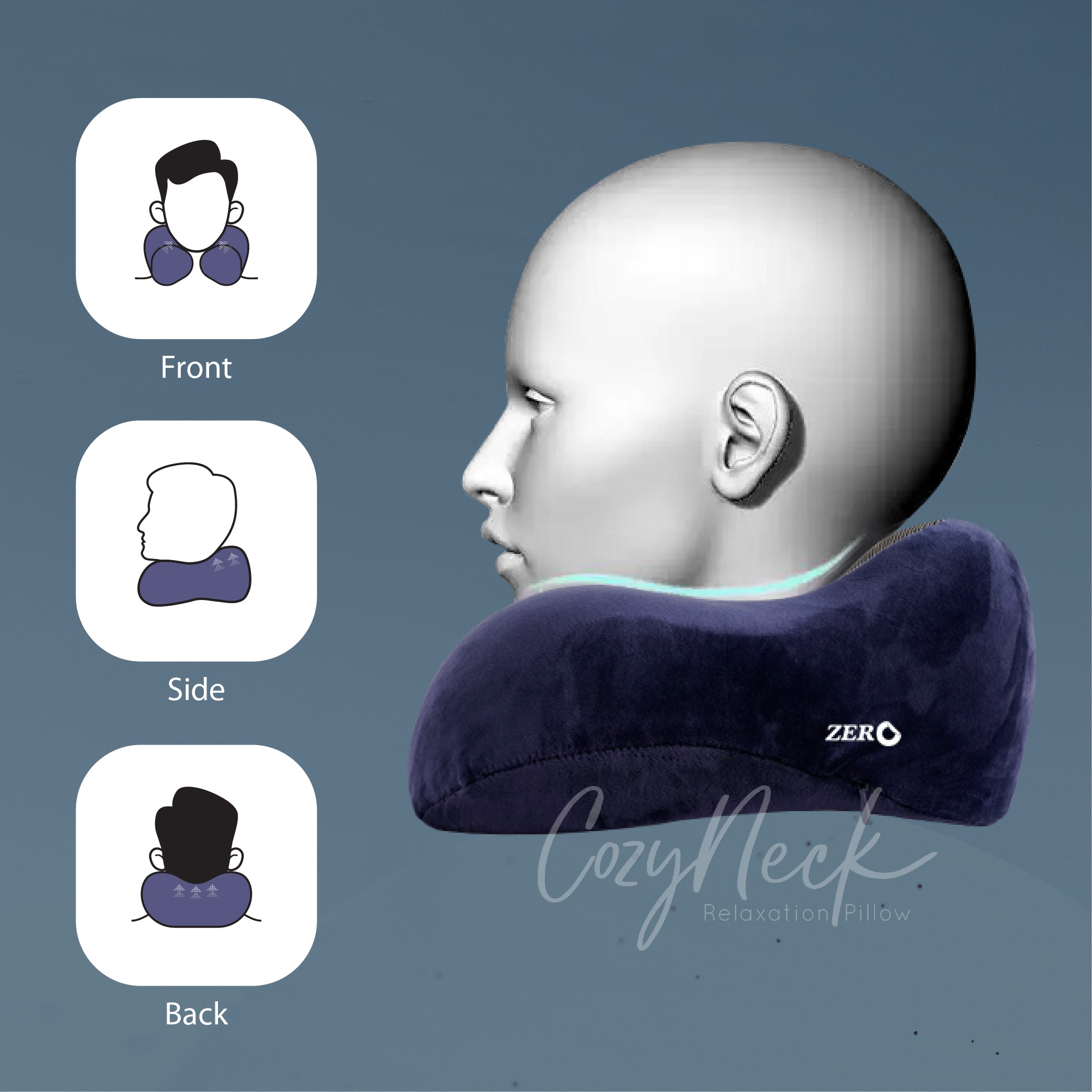 ZERO HEALTH CARE Cozy Neck Pillow Neck Pillow Massage Gadget Black