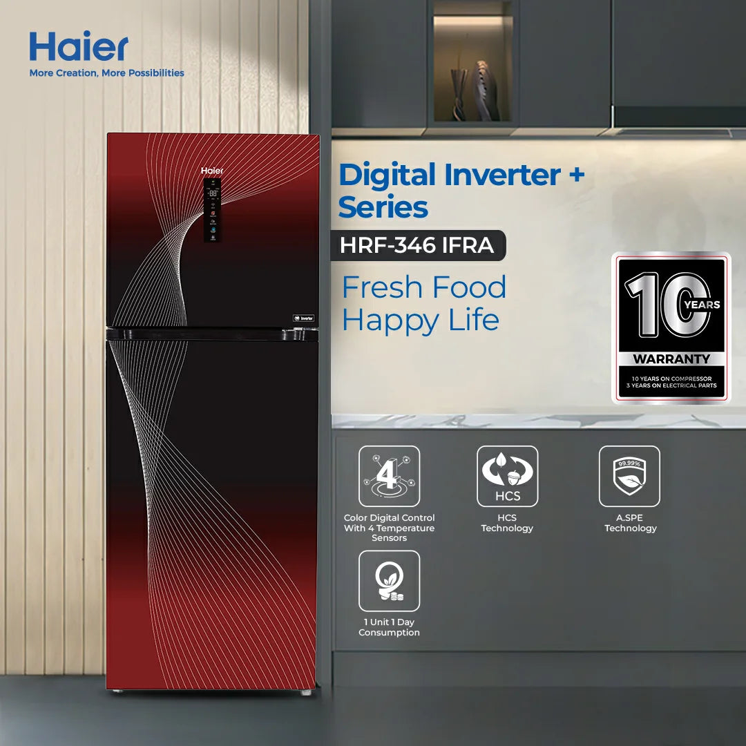 HAIER Refrigerator 12 Cft. RED HRF-346 IFRA