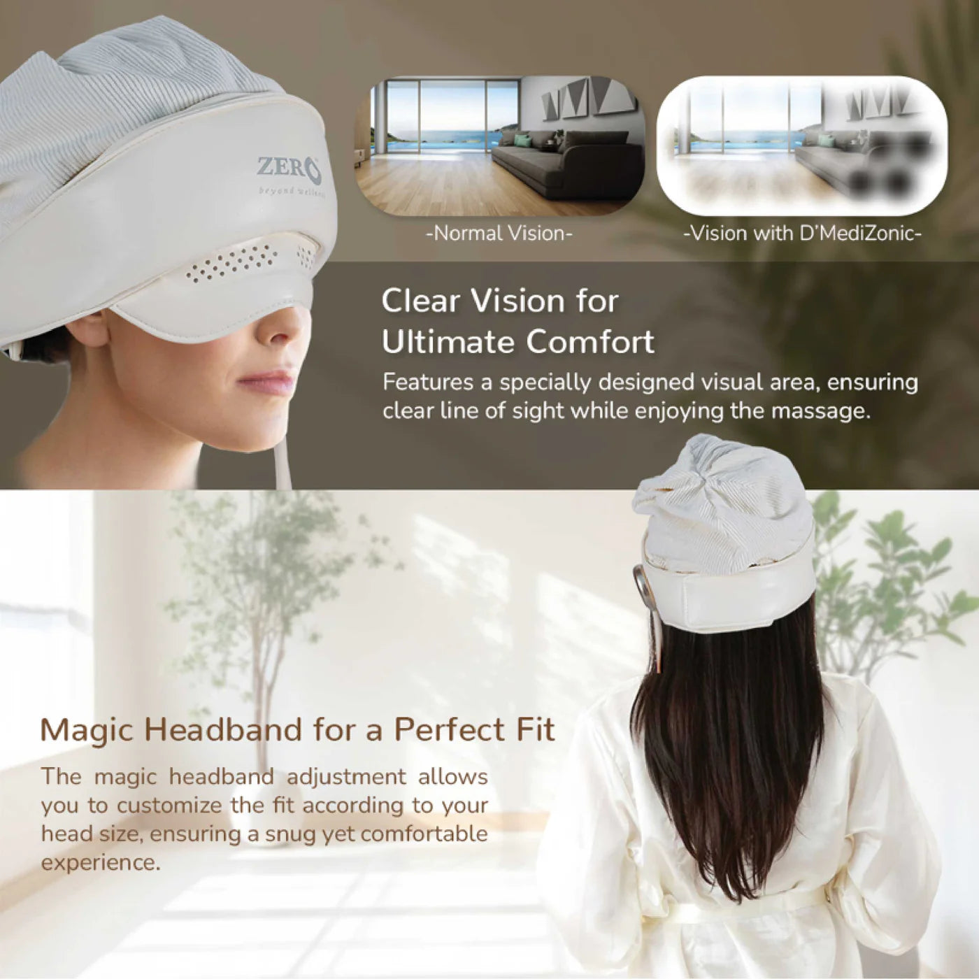 ZERO HEALTH CARE D’Medizonic Head Massager Standard Airbag force, Heating, multi mode, music, Rechargeable Massage Gadget White