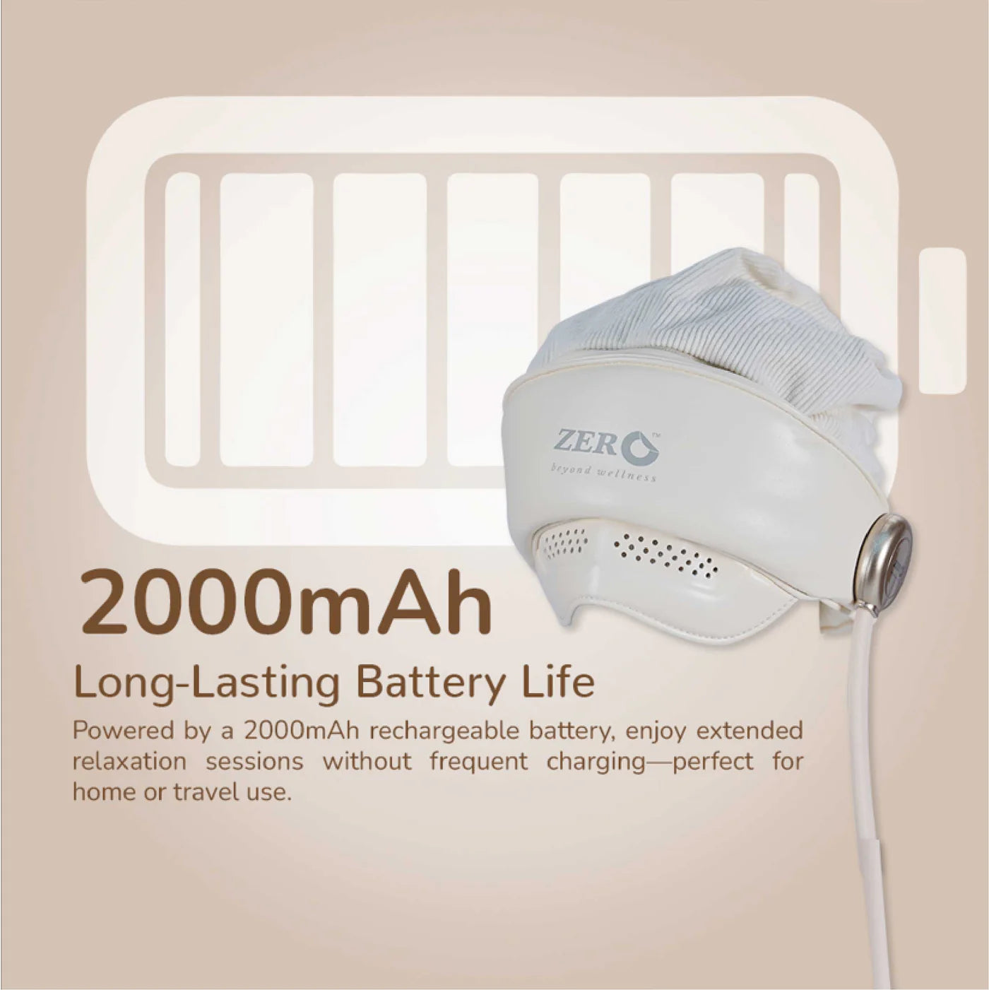 ZERO HEALTH CARE D’Medizonic Head Massager Standard Airbag force, Heating, multi mode, music, Rechargeable Massage Gadget White