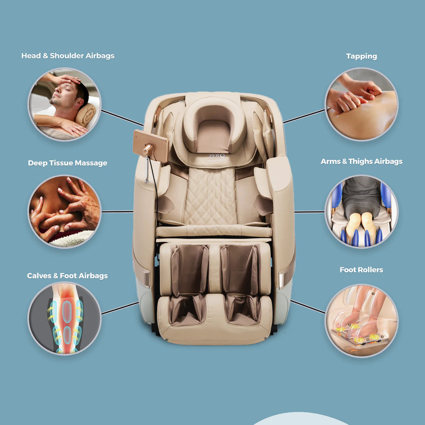 ZERO HEALTH CARE HEAL MASTER 2D Massage Chair Massage Gadget BEIGE