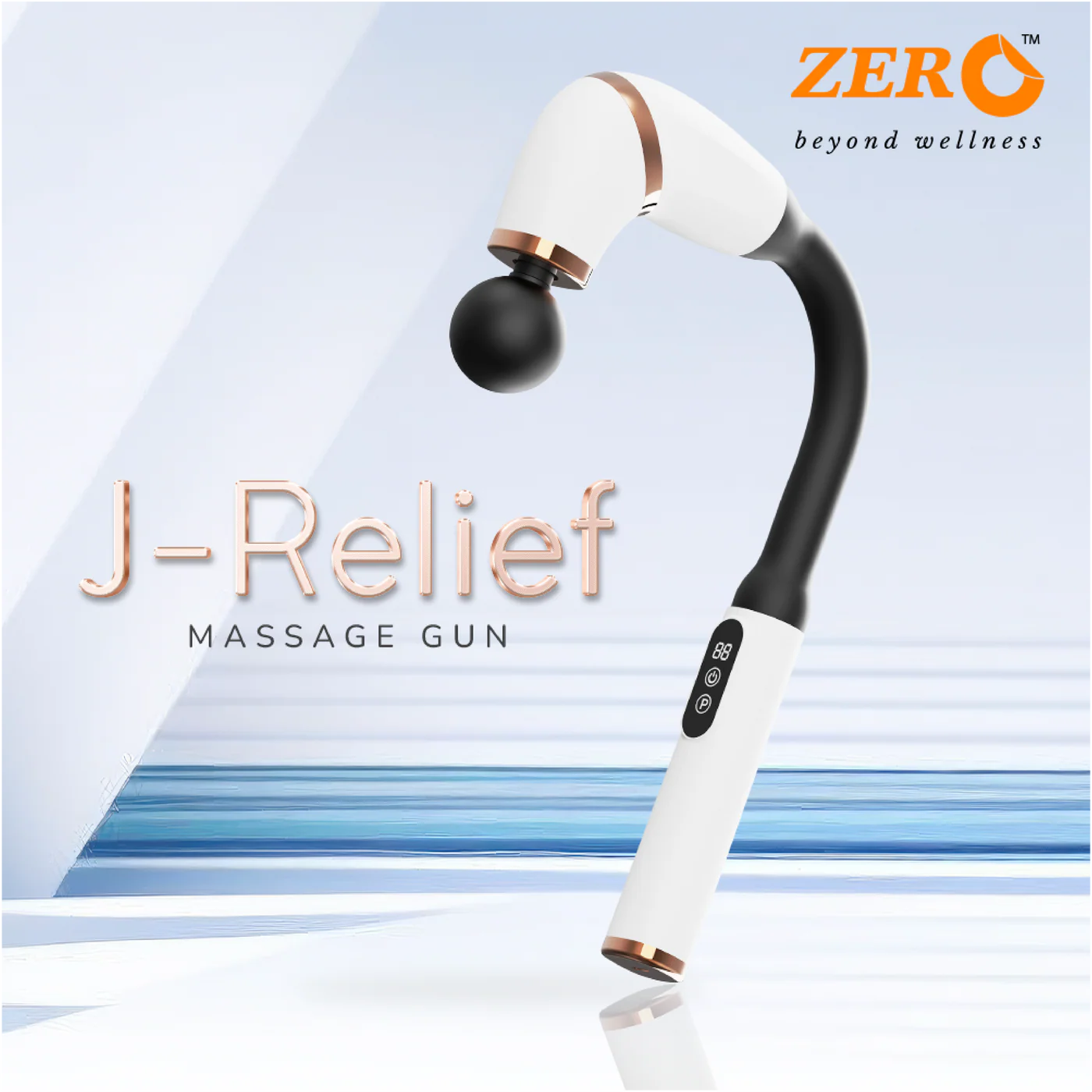 ZERO HEALTH CARE J-Relief Multi-mode, Multi-speed, Multi-head,Heat Therapy, Rechargeable Massage Gadget White