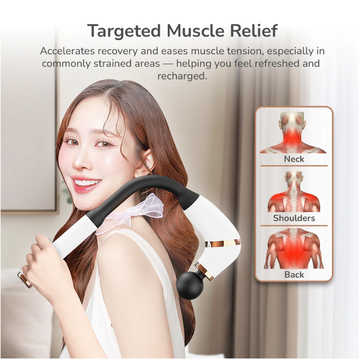 ZERO HEALTH CARE J-Relief Multi-mode, Multi-speed, Multi-head,Heat Therapy, Rechargeable Massage Gadget White