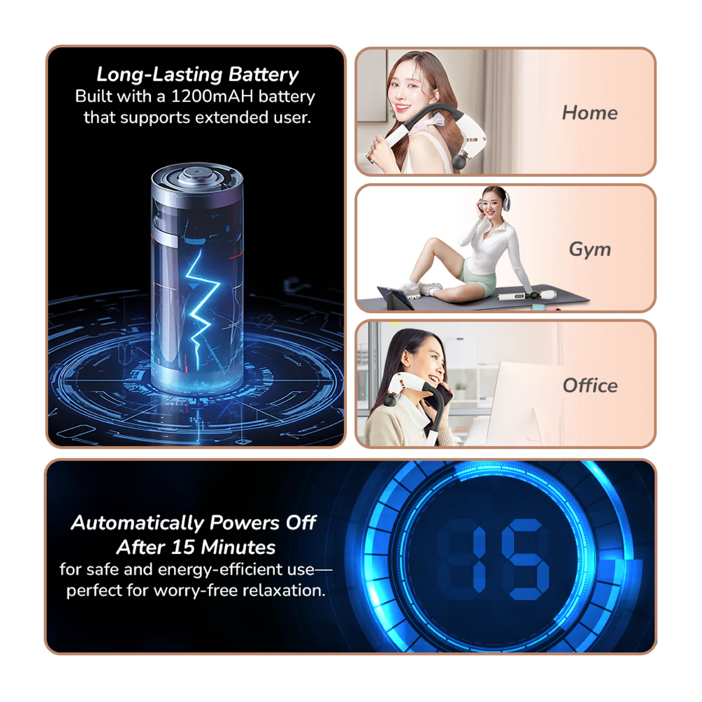 ZERO HEALTH CARE J-Relief Multi-mode, Multi-speed, Multi-head,Heat Therapy, Rechargeable Massage Gadget White
