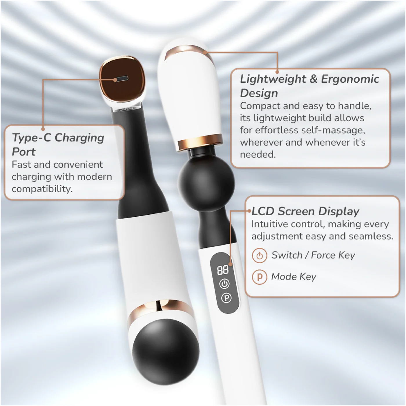 ZERO HEALTH CARE J-Relief Multi-mode, Multi-speed, Multi-head,Heat Therapy, Rechargeable Massage Gadget White