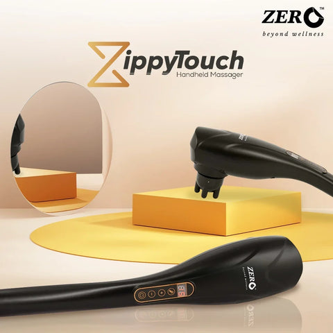 ZERO HEALTH CARE Zippy Touch Handheld Massager All-In-one, 15 Massage Modes, Rechargeable Massage Gadget Black