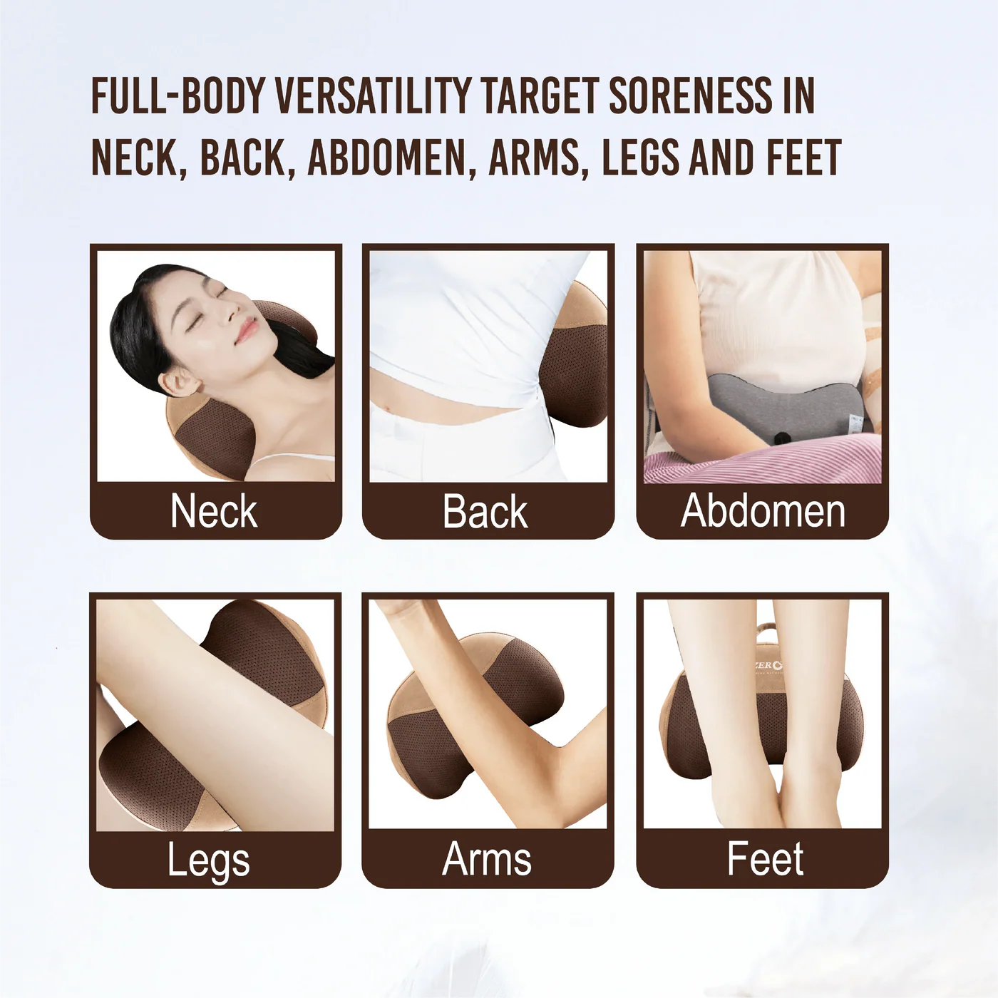 ZERO HEALTH CARE ZENEX Massage Pillow All-In-one, Heat Function, Rechargeable Massage Gadget Black